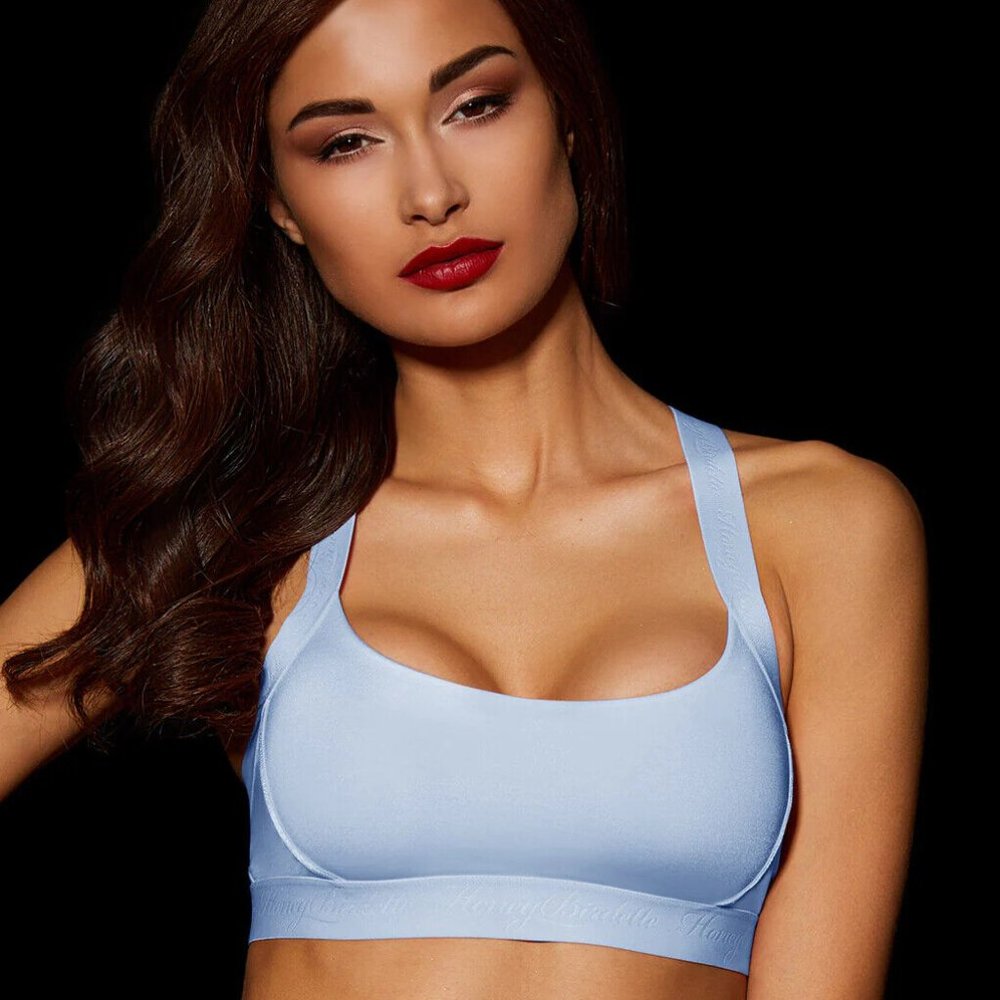 NEW IN BOX Honey Birdette Baby Blue Essentials Crop Top (XL) and Thong (L)